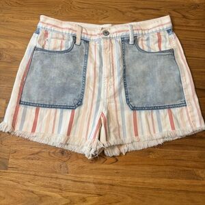 American Eagle Flag Striped Jean Shorts Women’s 10 Patriotic